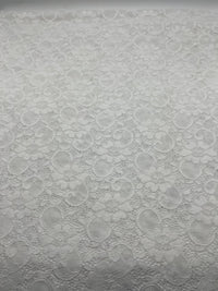 White Flower Scalloped Edge Floral Lace Fabric Stretch - T9 Fabrics