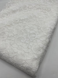 White Flower Scalloped Edge Floral Lace Fabric Stretch - T9 Fabrics