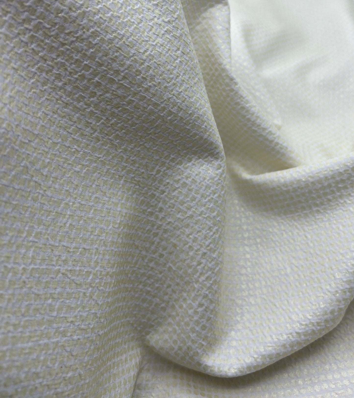 White Gold Shiny Square Liverpool Bullet Stretch Fabric - T9 Fabrics