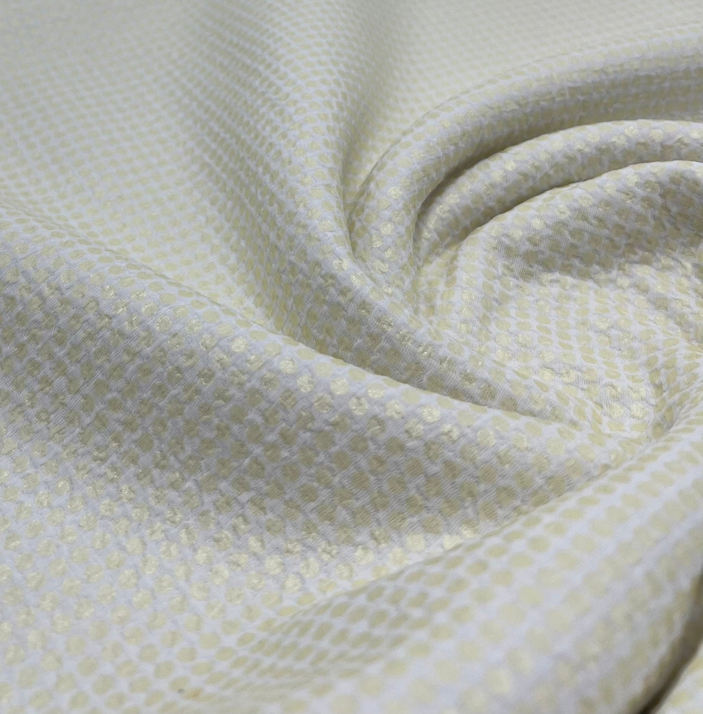 White Gold Shiny Square Liverpool Bullet Stretch Fabric - T9 Fabrics