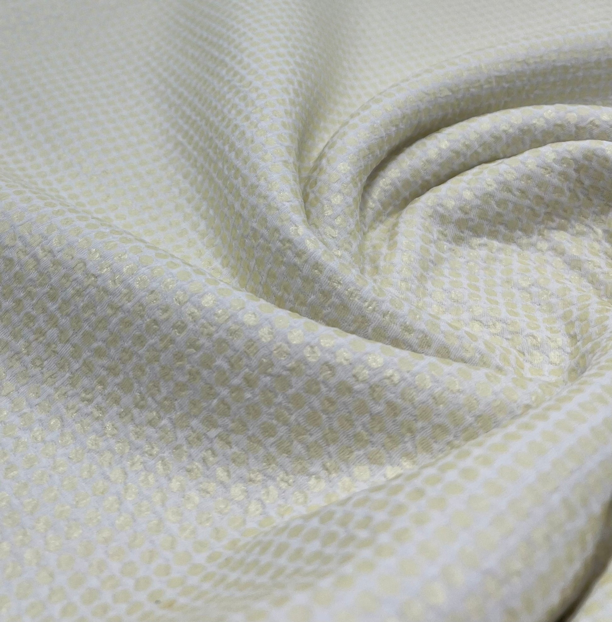 White Gold Shiny Square Liverpool Bullet Stretch Fabric - T9 Fabrics