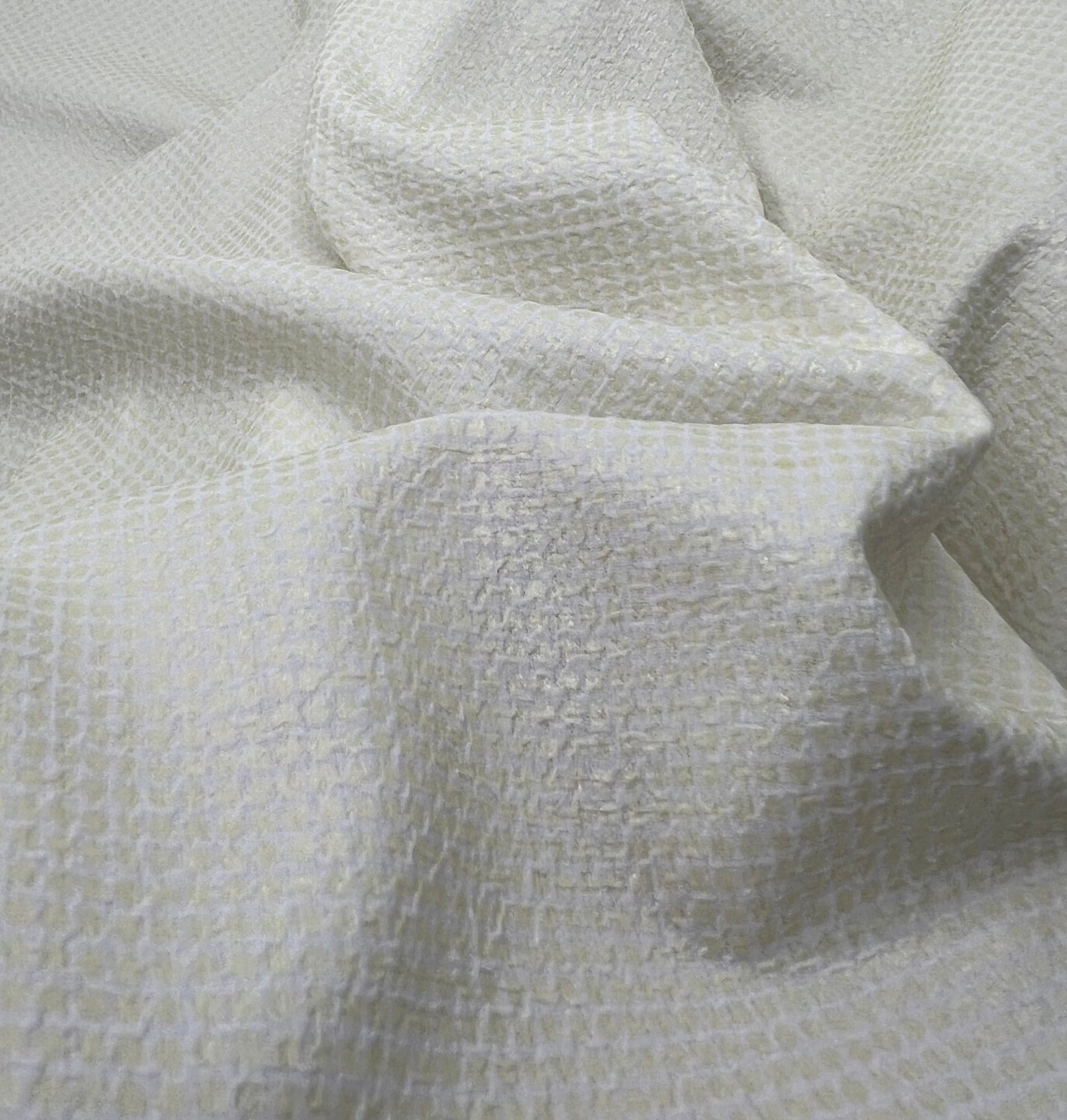 White Gold Shiny Square Liverpool Bullet Stretch Fabric - T9 Fabrics