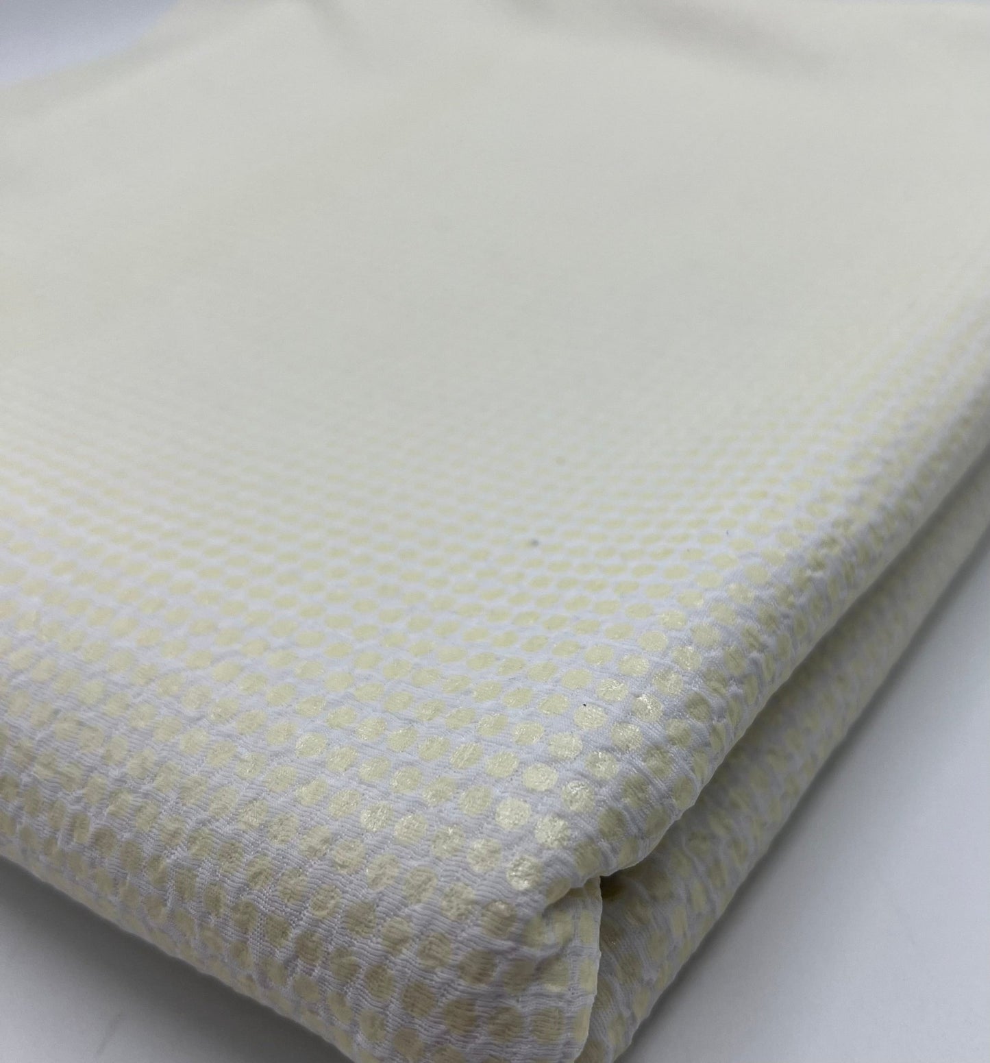 White Gold Shiny Square Liverpool Bullet Stretch Fabric - T9 Fabrics
