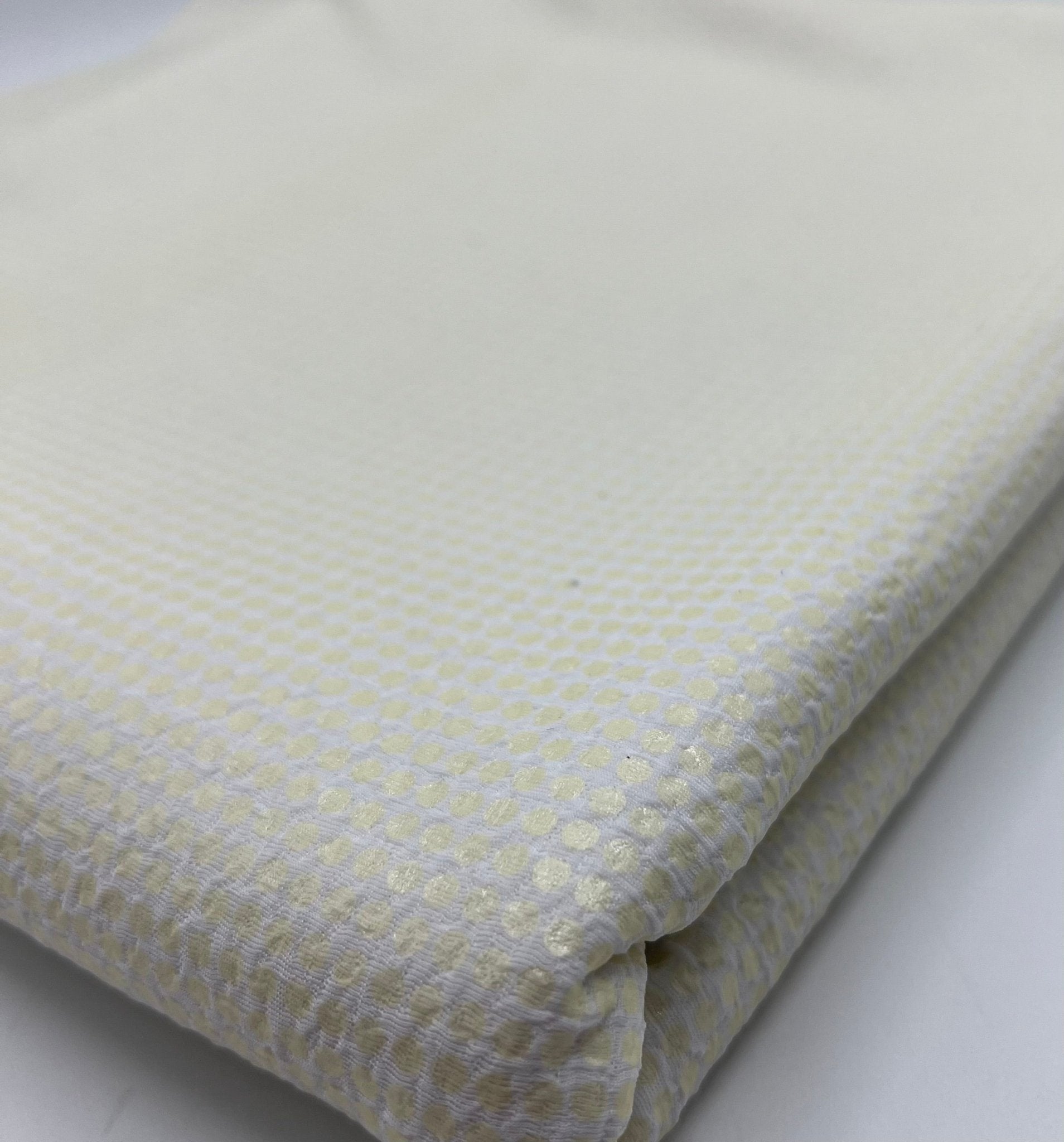 White Gold Shiny Square Liverpool Bullet Stretch Fabric - T9 Fabrics