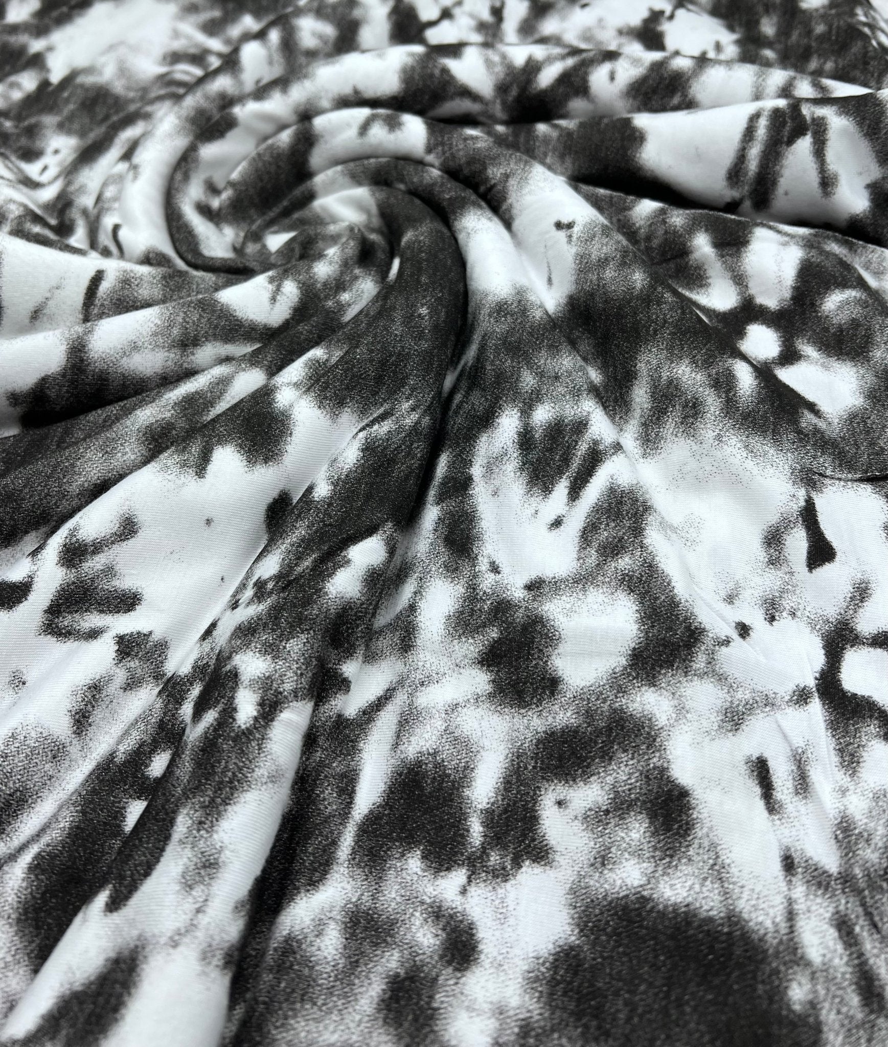 White Grey Black Tie Dye Print Viscose Elastane Fabric - T9 Fabrics