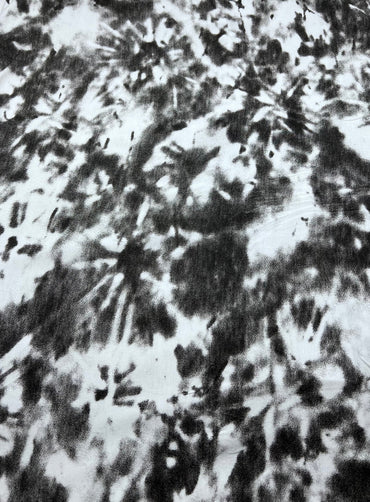 White Grey Black Tie Dye Print Viscose Elastane Fabric - T9 Fabrics