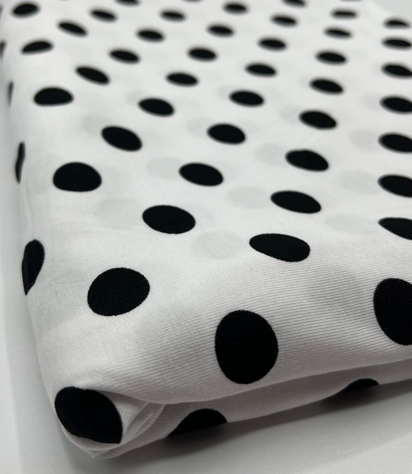 White Large Polka Print Viscose Elastane Fabric - T9 Fabrics