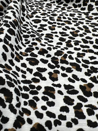 White Leopard Print 8x4 Wide Rib Stretch Fabric - T9 Fabrics