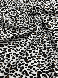 White Leopard Print 8x4 Wide Rib Stretch Fabric - T9 Fabrics