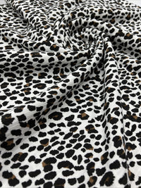 White Leopard Print 8x4 Wide Rib Stretch Fabric - T9 Fabrics