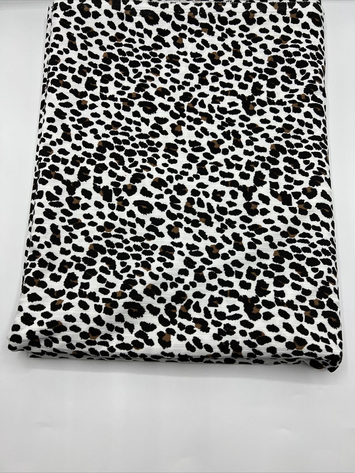 White Leopard Print 8x4 Wide Rib Stretch Fabric - T9 Fabrics