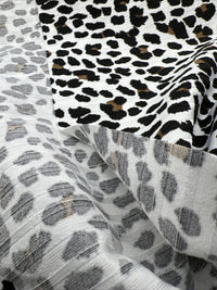 White Leopard Print 8x4 Wide Rib Stretch Fabric - T9 Fabrics