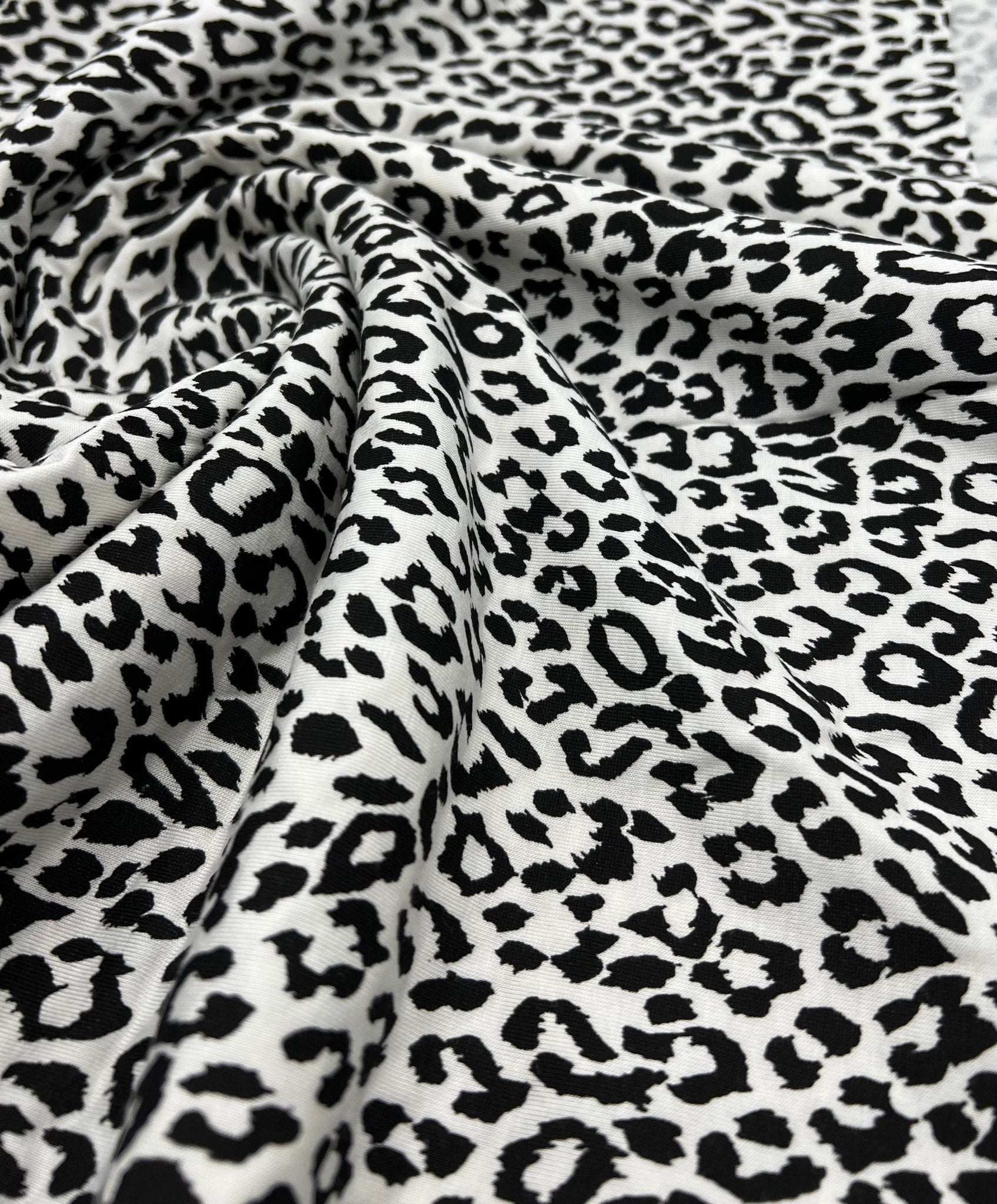 White Leopard Print Viscose Elastane Fabric - T9 Fabrics