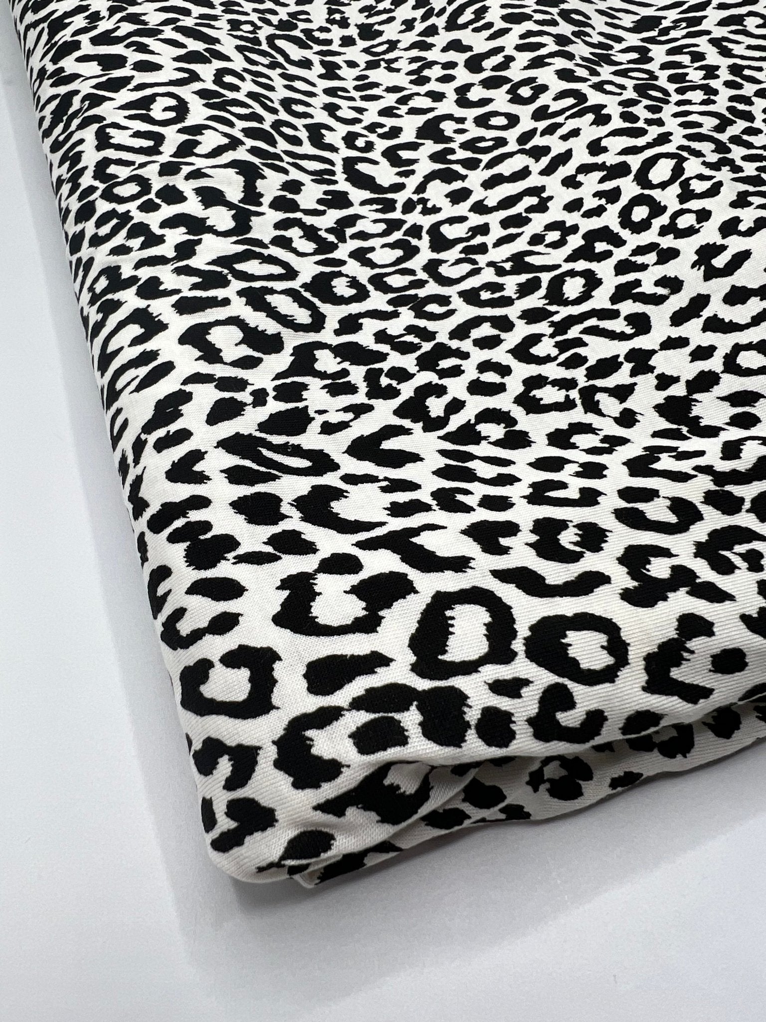 White Leopard Print Viscose Elastane Fabric - T9 Fabrics