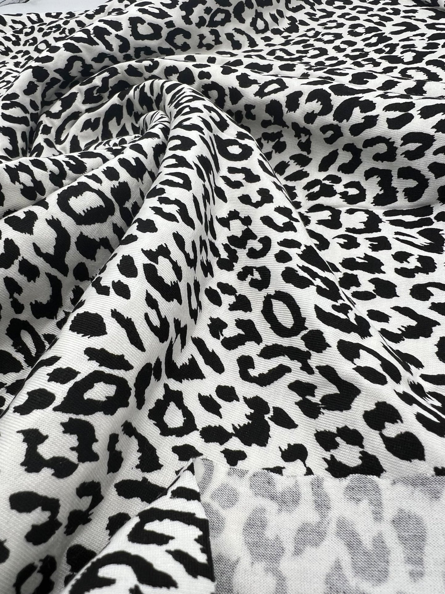 White Leopard Print Viscose Elastane Fabric - T9 Fabrics