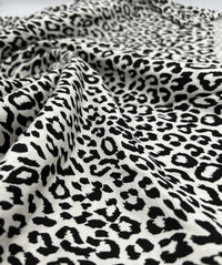 White Leopard Print Viscose Elastane Fabric - T9 Fabrics