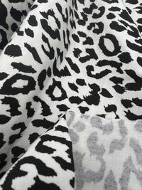 White Leopard Print Viscose Elastane Fabric - T9 Fabrics