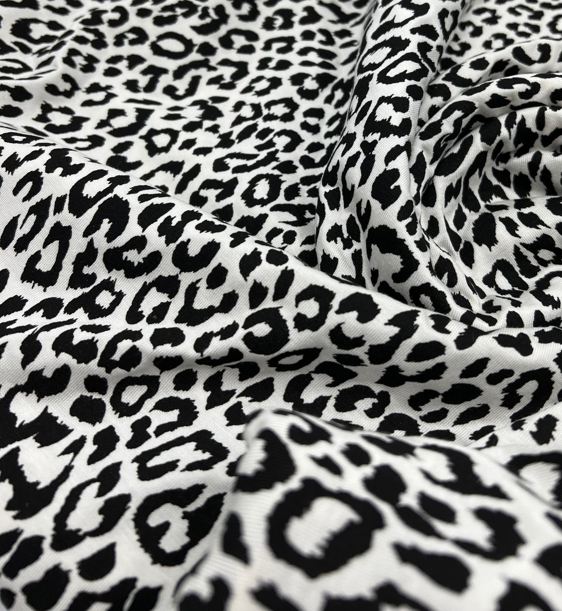 White Leopard Print Viscose Elastane Fabric - T9 Fabrics