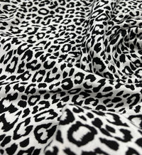 White Leopard Print Viscose Elastane Fabric - T9 Fabrics