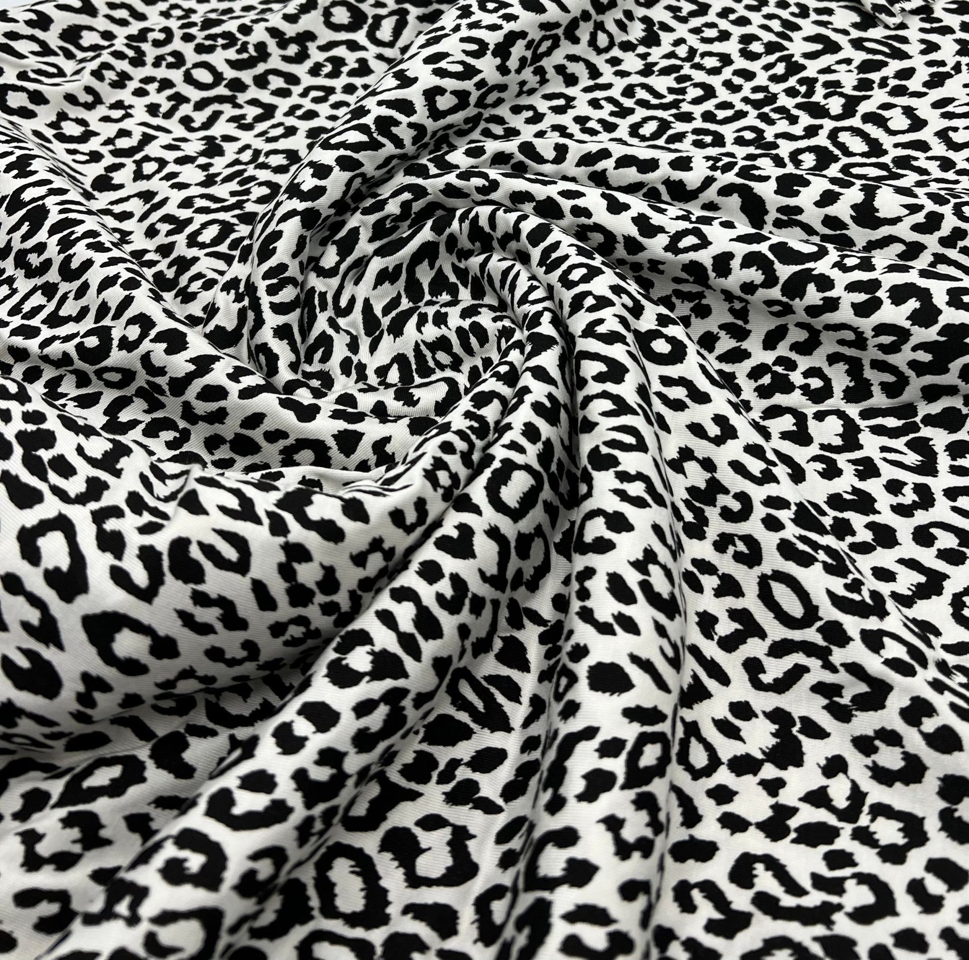 White Leopard Print Viscose Elastane Fabric - T9 Fabrics