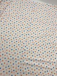 White Multi Polka Dot Viscose Elastane Fabric - T9 Fabrics