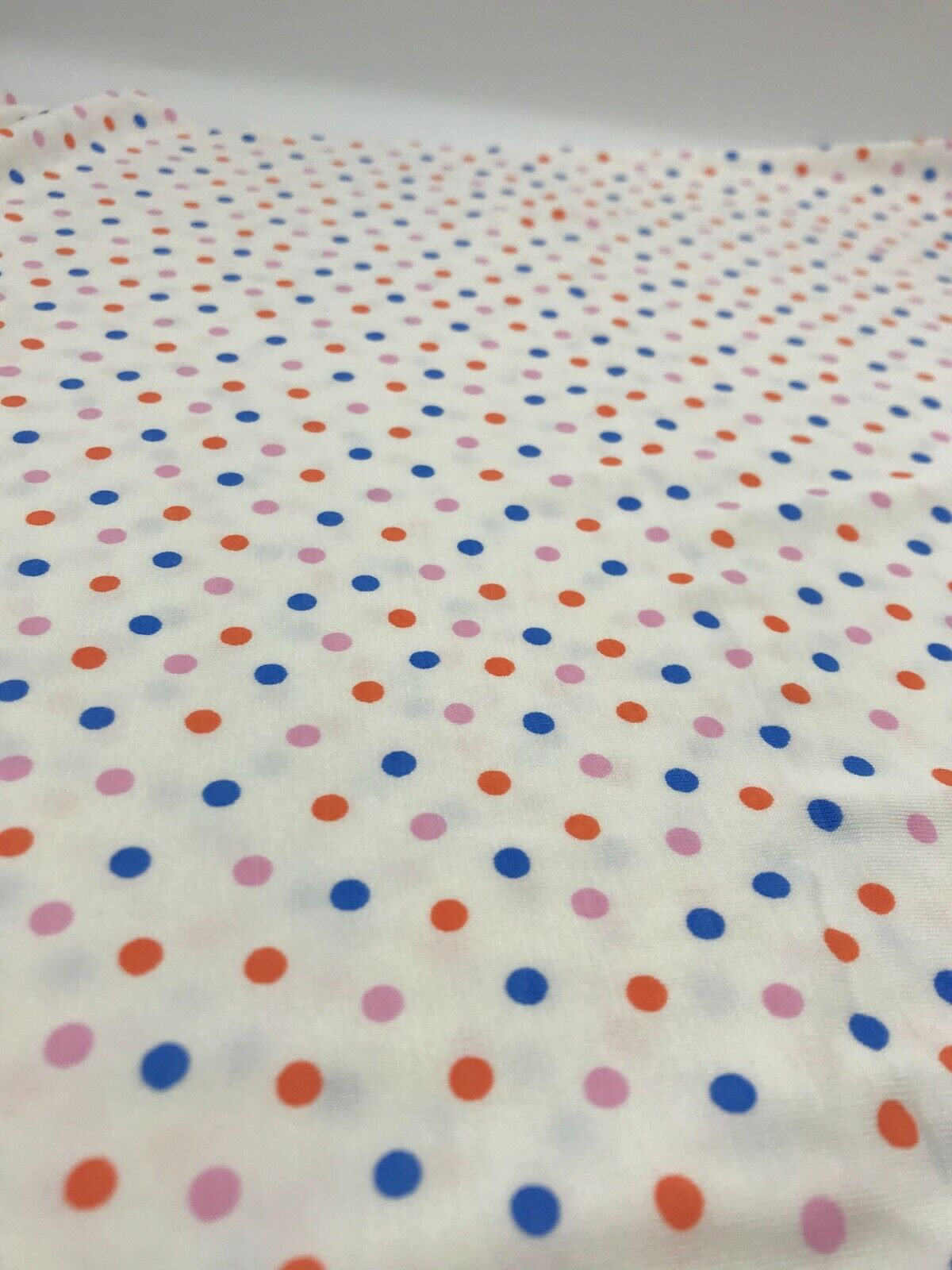 White Multi Polka Dot Viscose Elastane Fabric - T9 Fabrics