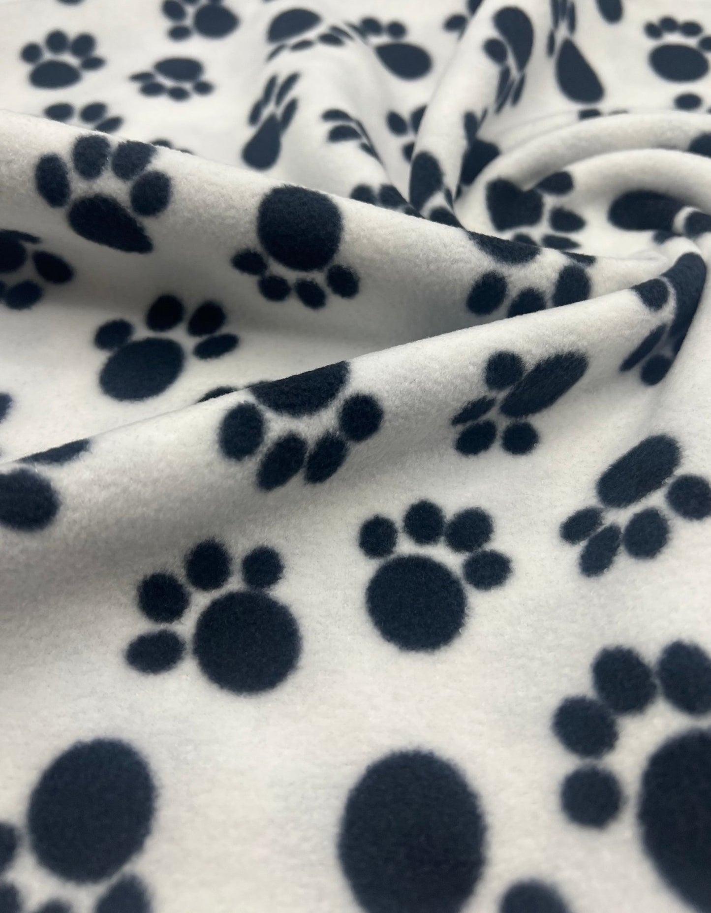 White Paws Printed Anti - Pil Polar Fleece Fabric Blanket Loungewear - T9 Fabrics