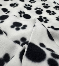 White Paws Printed Anti - Pil Polar Fleece Fabric Blanket Loungewear - T9 Fabrics