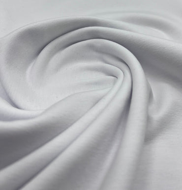 White Plain Cotton Stretch Jersey 240 GSM 92/8 Lycra Jersey, 4 Way Stretch, Sold By Metre - T9 Fabrics