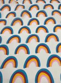 White Rainbow Printed Poly Cotton 90 GSM 80/20 44 Inch Non Stretch - T9 Fabrics