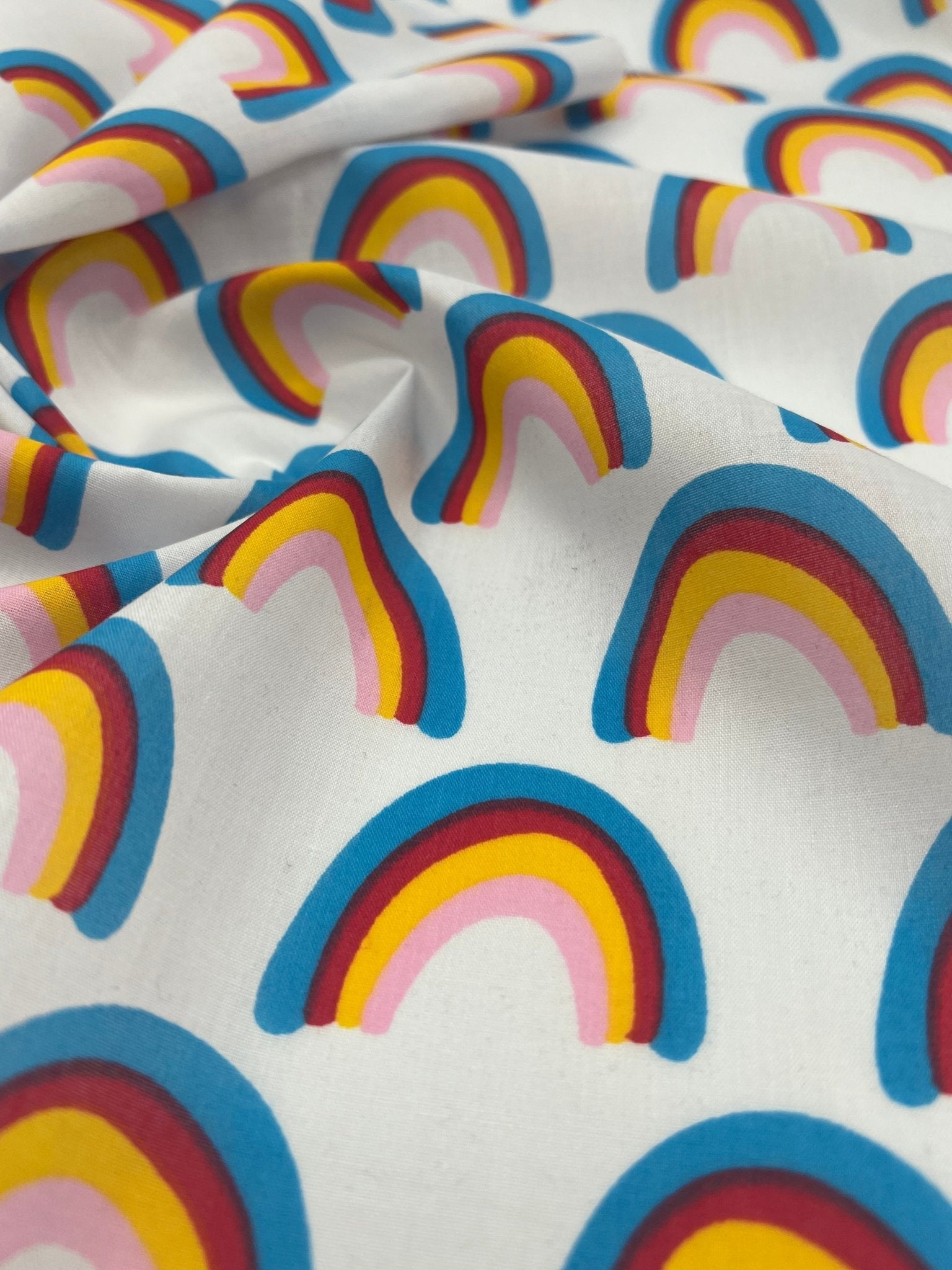 White Rainbow Printed Poly Cotton 90 GSM 80/20 44 Inch Non Stretch - T9 Fabrics