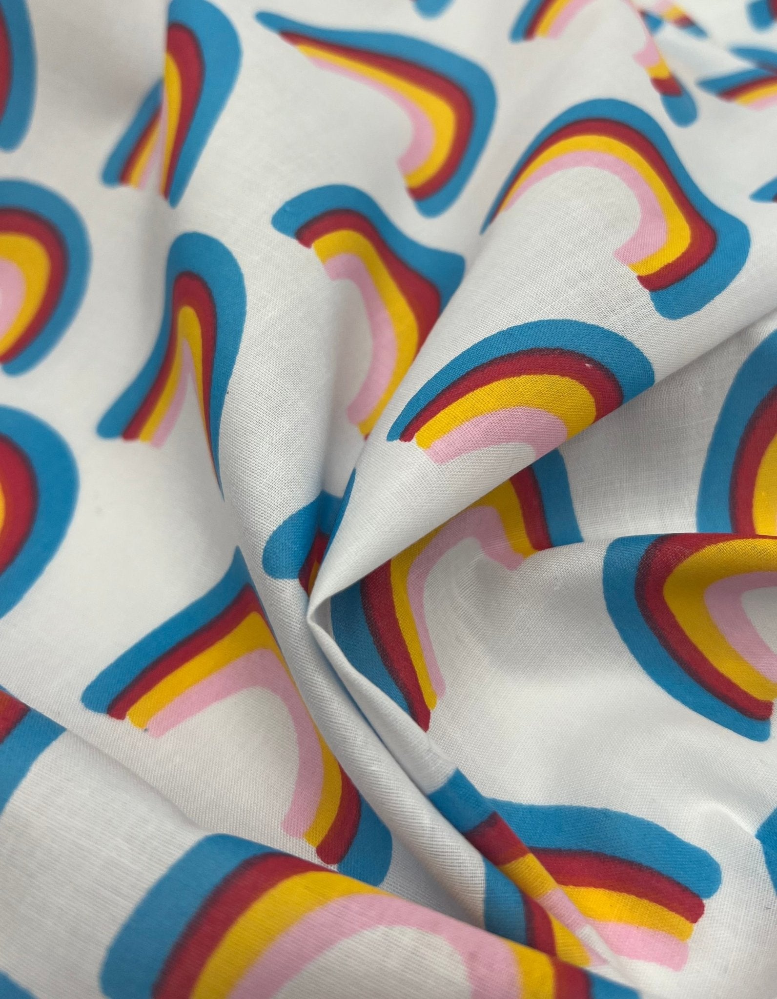 White Rainbow Printed Poly Cotton 90 GSM 80/20 44 Inch Non Stretch - T9 Fabrics