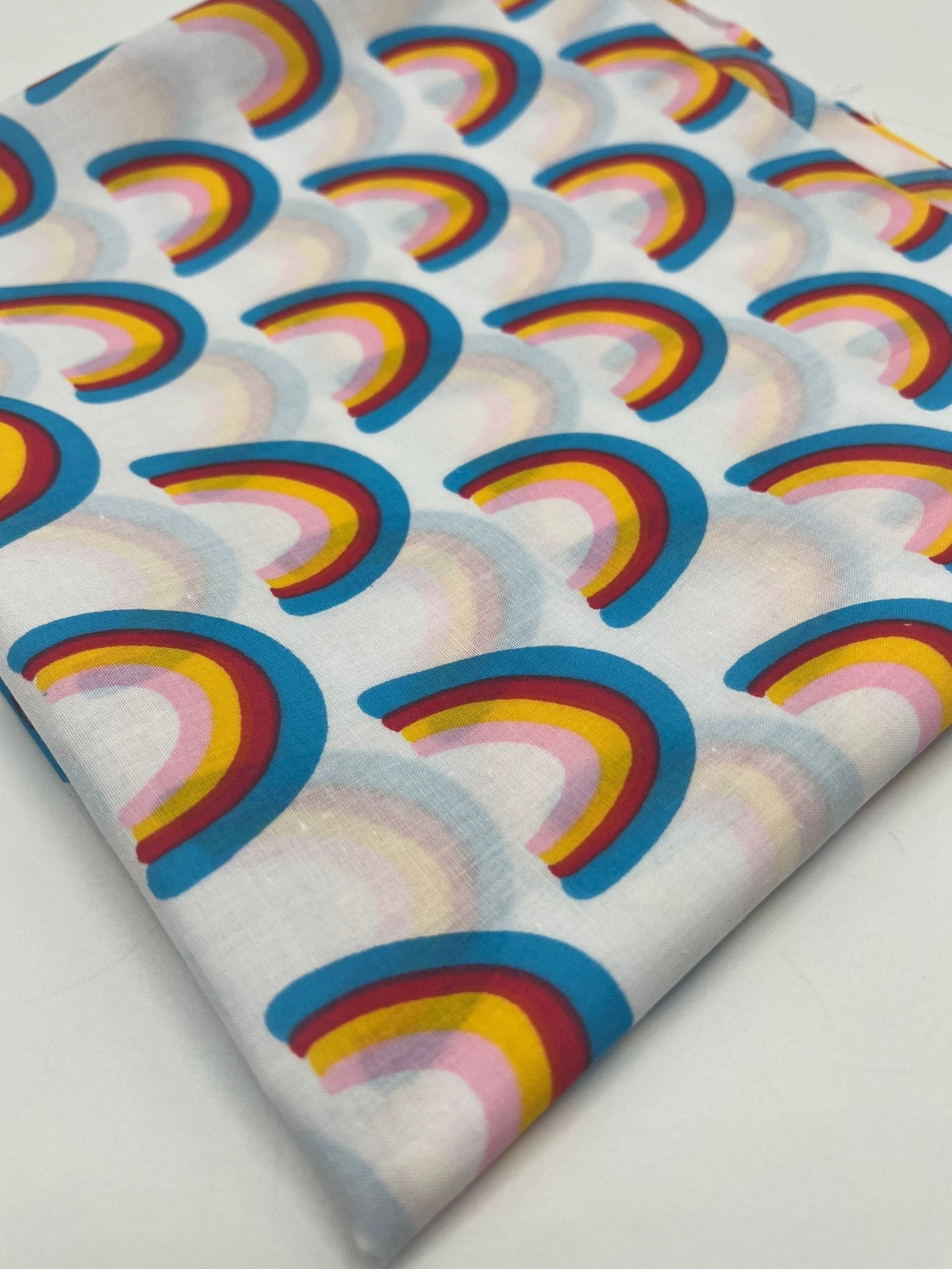 White Rainbow Printed Poly Cotton 90 GSM 80/20 44 Inch Non Stretch - T9 Fabrics