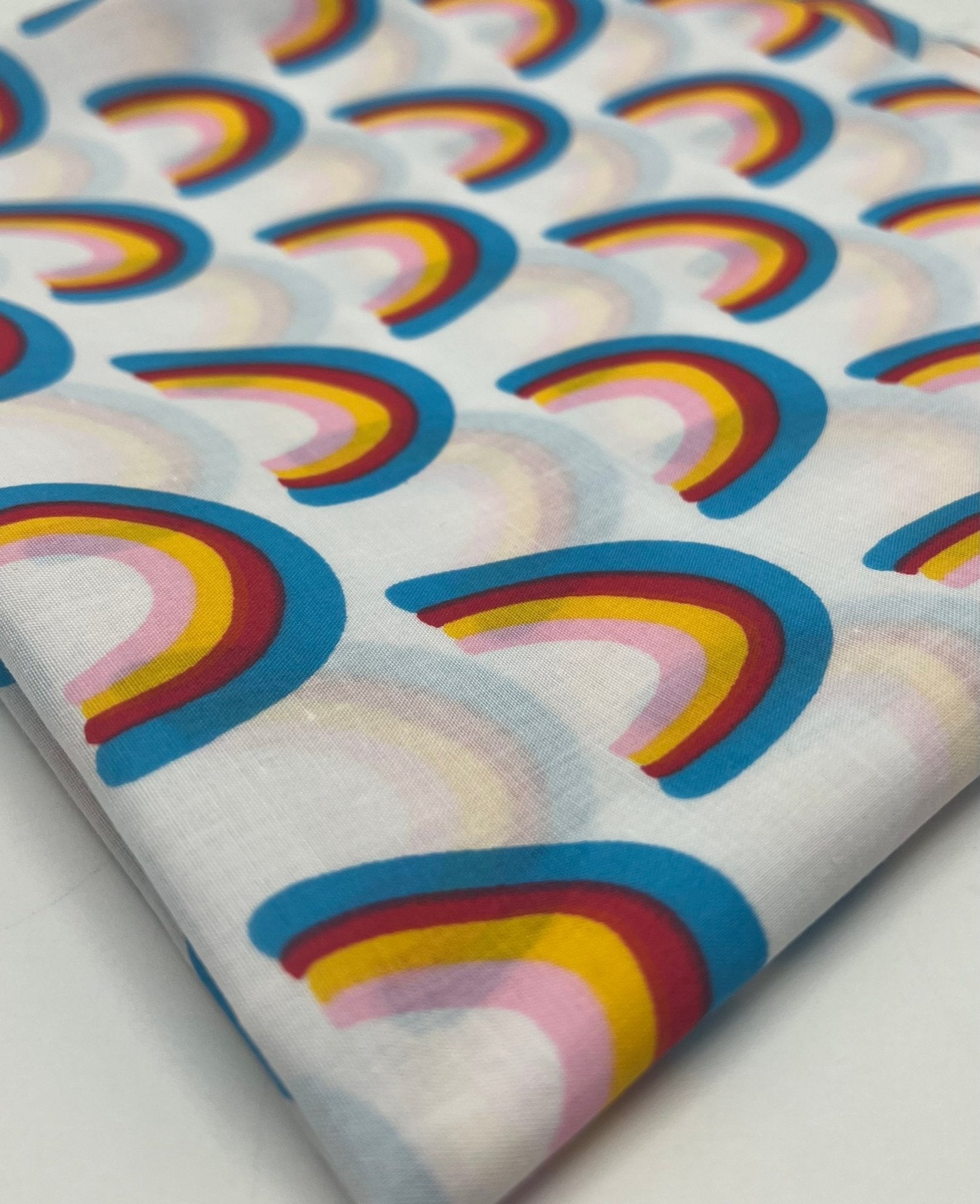White Rainbow Printed Poly Cotton 90 GSM 80/20 44 Inch Non Stretch - T9 Fabrics