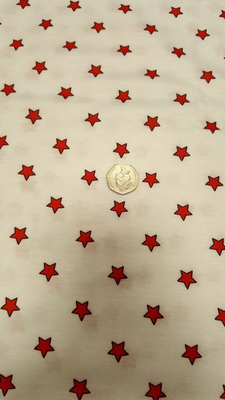 White Red Star Print Spun Poly Stretch Fabric - T9 Fabrics