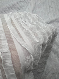White Ruffle Textured 4 Way Stretch Fabric - T9 Fabrics