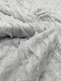 White Ruffle Textured 4 Way Stretch Fabric - T9 Fabrics