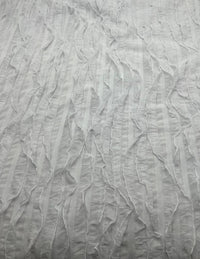 White Ruffle Textured 4 Way Stretch Fabric - T9 Fabrics