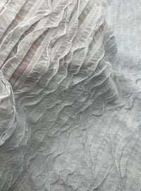 White Ruffle Textured 4 Way Stretch Fabric - T9 Fabrics