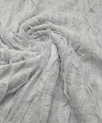 White Ruffle Textured 4 Way Stretch Fabric - T9 Fabrics