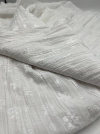 White Shiny Floral Crinkled Lightweight Non Stretch Woven Fabric - T9 Fabrics