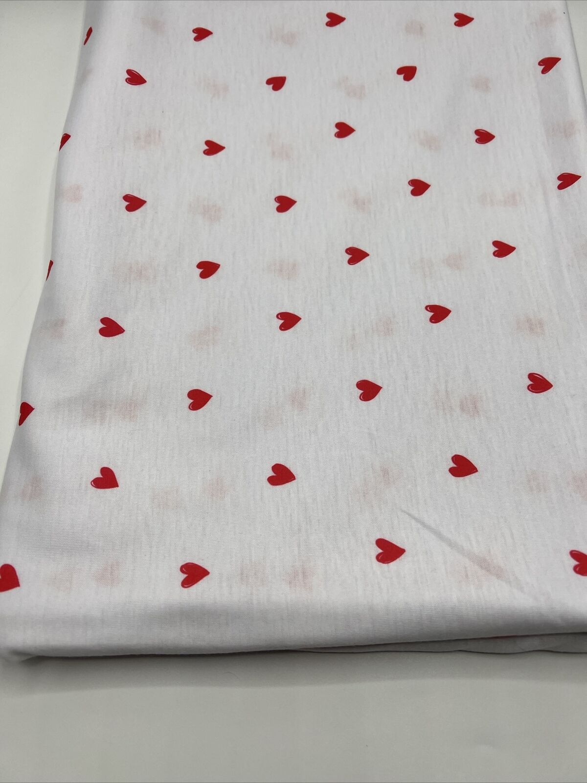 White Small Heart Print Spun Poly Stretch Fabric - T9 Fabrics