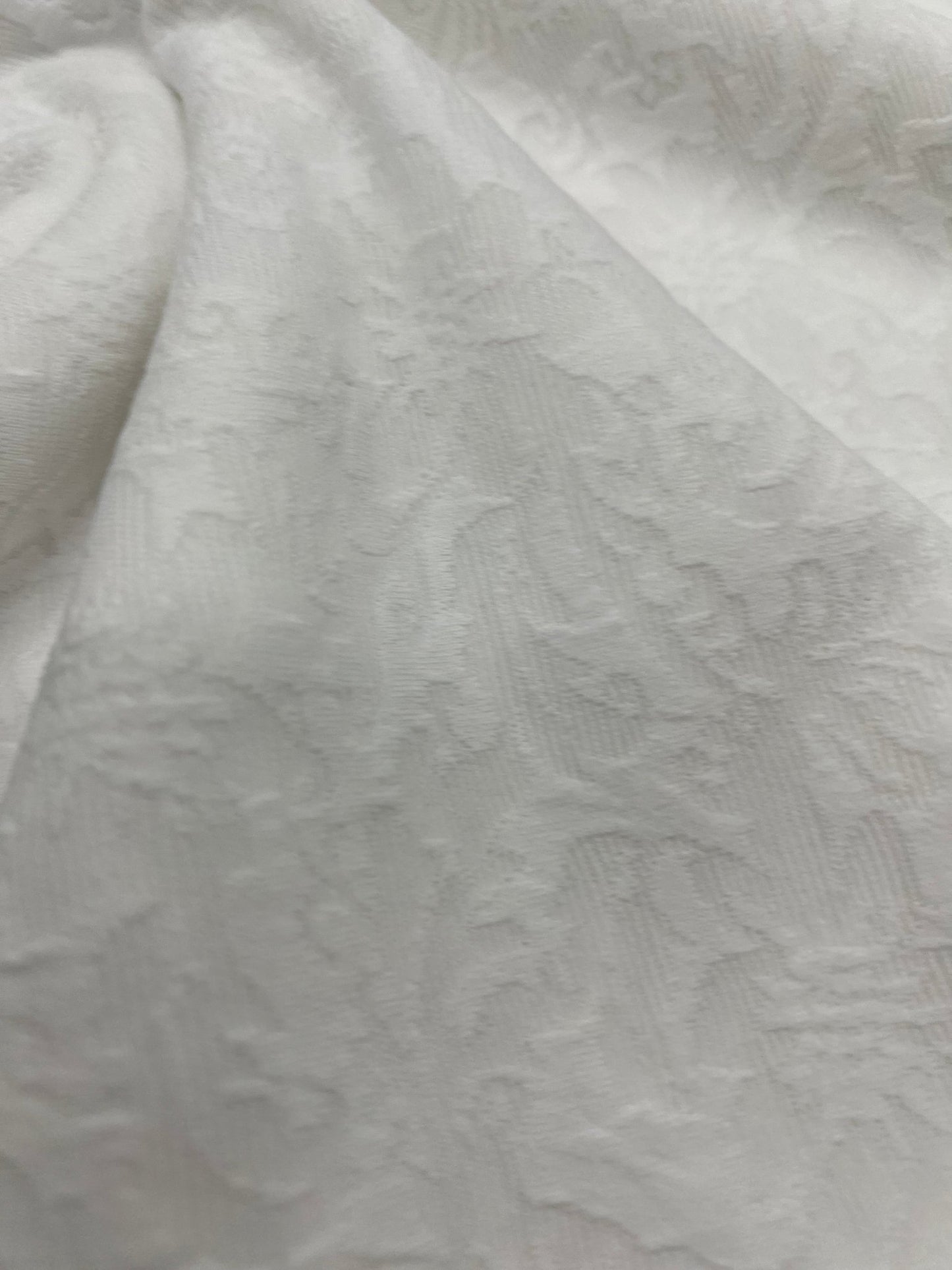 White Textured Jacquard 2 Way Stretch Fabric - T9 Fabrics