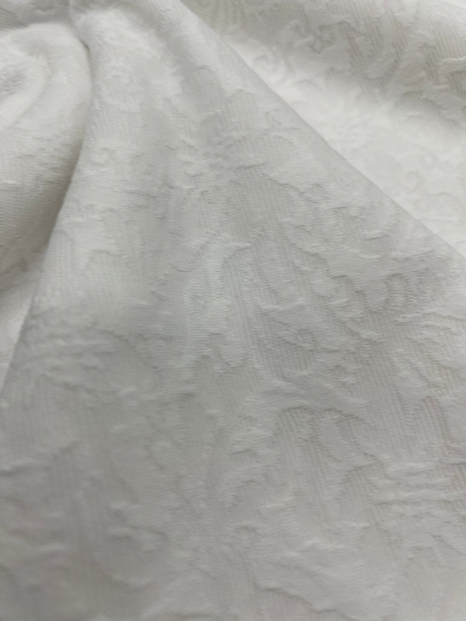 White Textured Jacquard 2 Way Stretch Fabric - T9 Fabrics