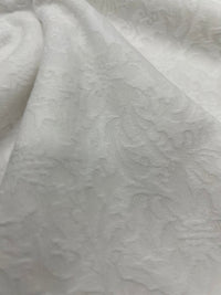 White Textured Jacquard 2 Way Stretch Fabric - T9 Fabrics