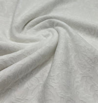 White Textured Jacquard 2 Way Stretch Fabric - T9 Fabrics