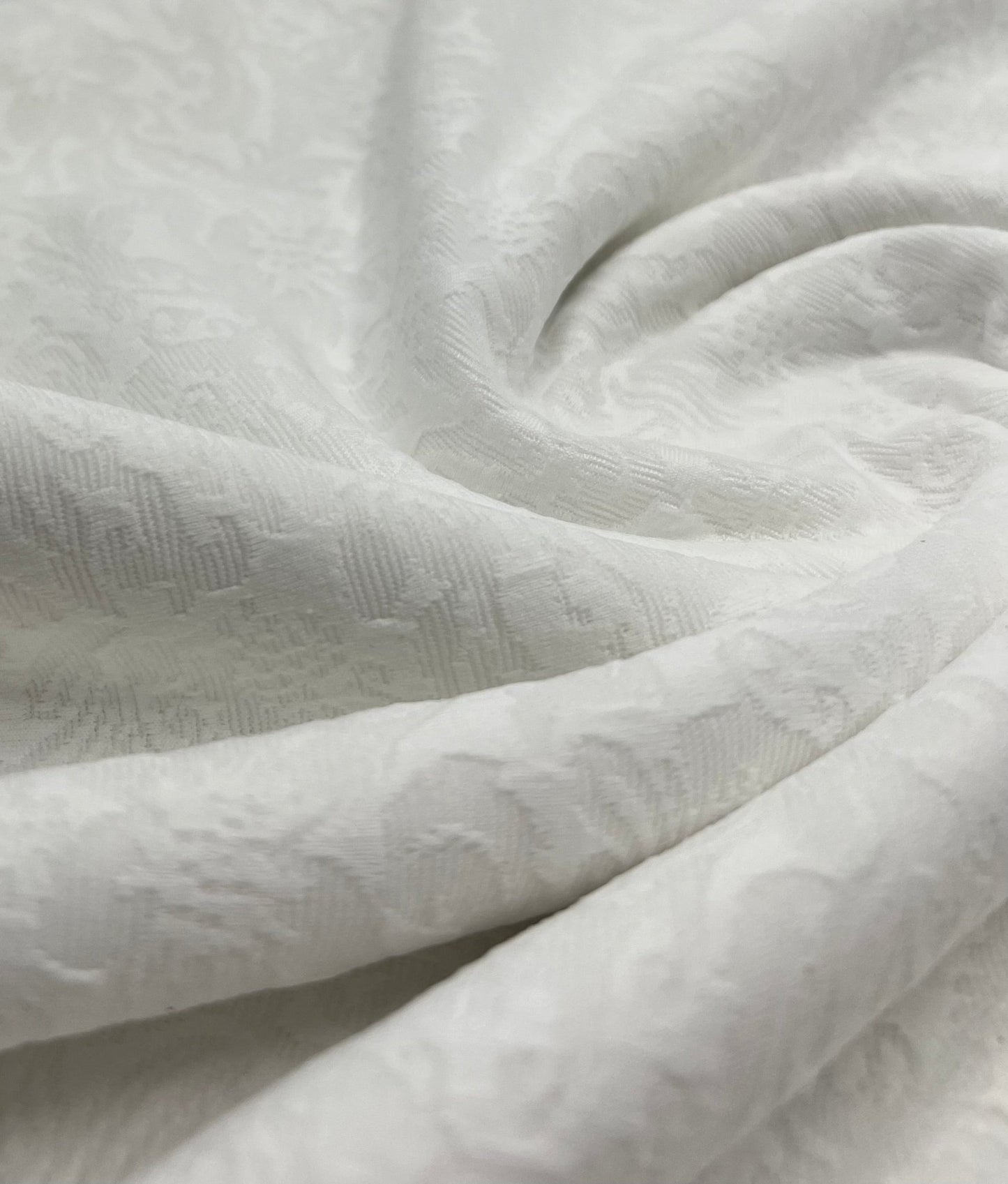 White Textured Jacquard 2 Way Stretch Fabric - T9 Fabrics
