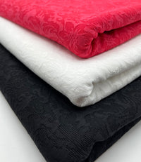 White Textured Jacquard 2 Way Stretch Fabric - T9 Fabrics