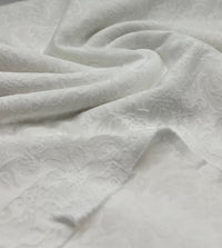 White Textured Jacquard 2 Way Stretch Fabric - T9 Fabrics
