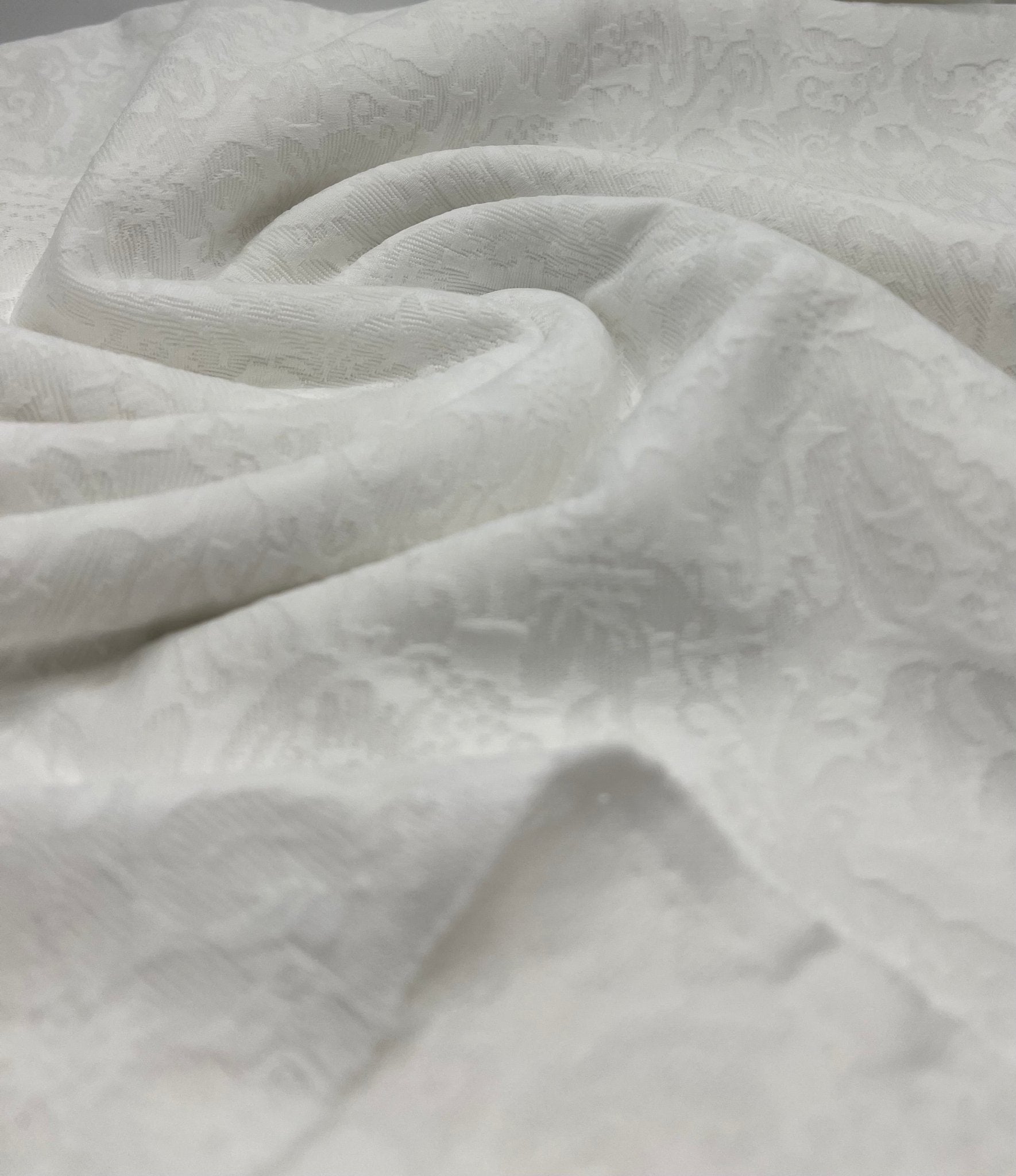 White Textured Jacquard 2 Way Stretch Fabric - T9 Fabrics